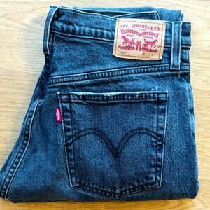 LEVIS 501 28x28 DENIM JEANS RAW HEM WOMENS DARK WASH